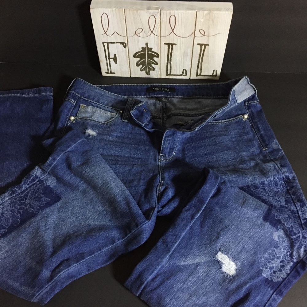 White House Black Market Floral/Rhinestone Jeans